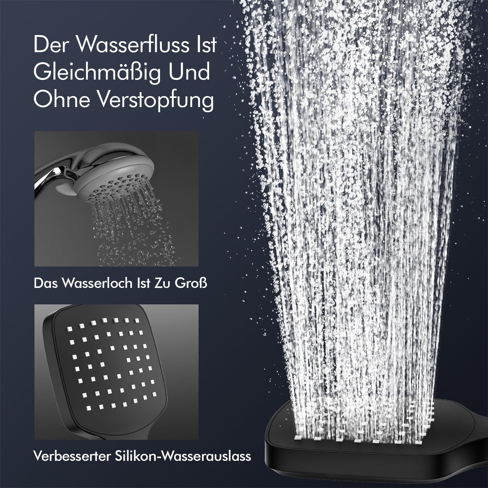 HOMELODY Duschsystem mit Thermostat & Duschablage Schwarz - Duscharmatur Komplettset mit Handbrause & Kopfbrause - Höhenverstellbar, 38 °C Sicherheitssperre, Wandmontage für modernes Badezimmer