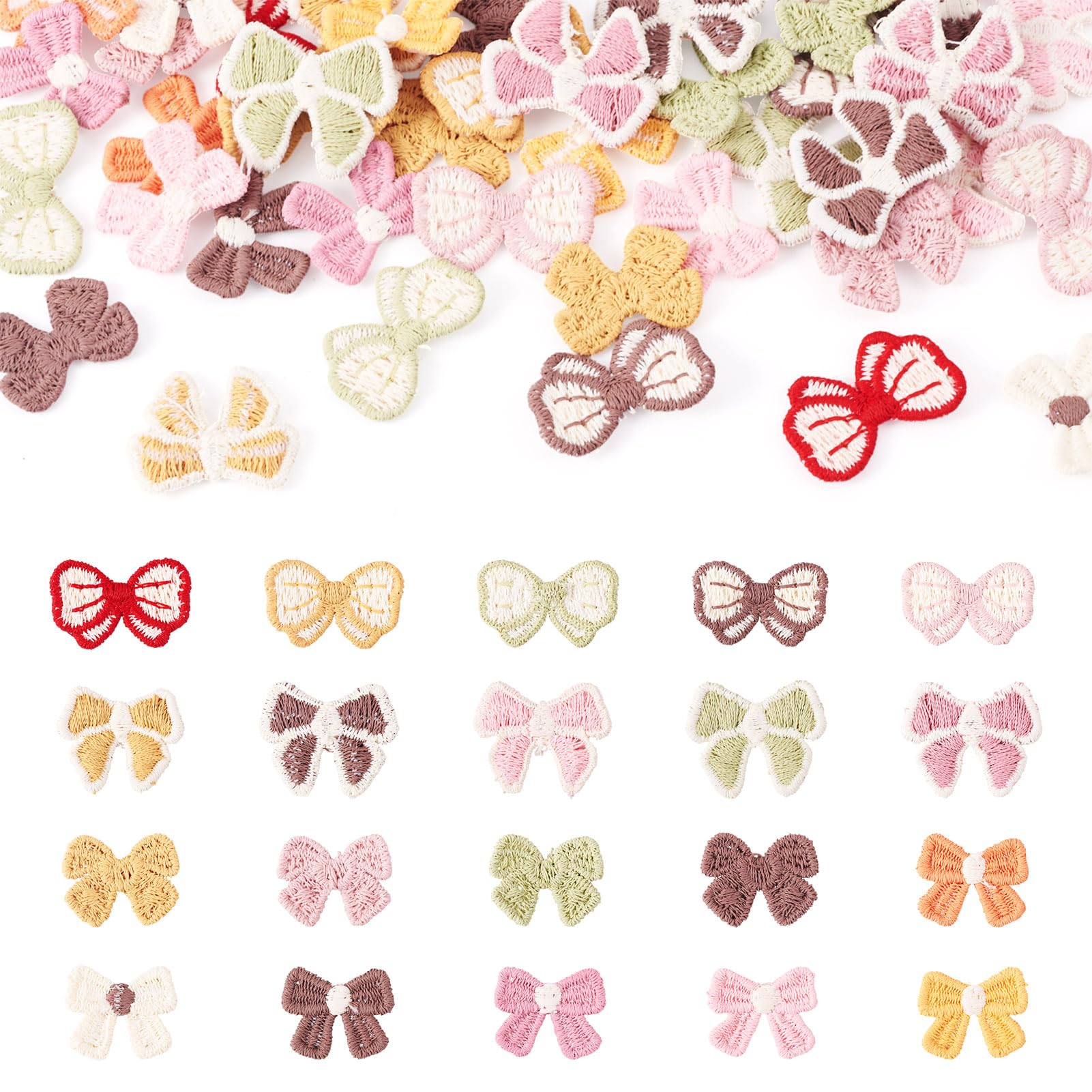 Crafans 40Pcs Bowknot Embroidery Patches Lovely Bow Sewing on Patch 20 Colors Bowknot Costume Accessories Appliques for Hats Shoes Shirts Jackets Backpacks