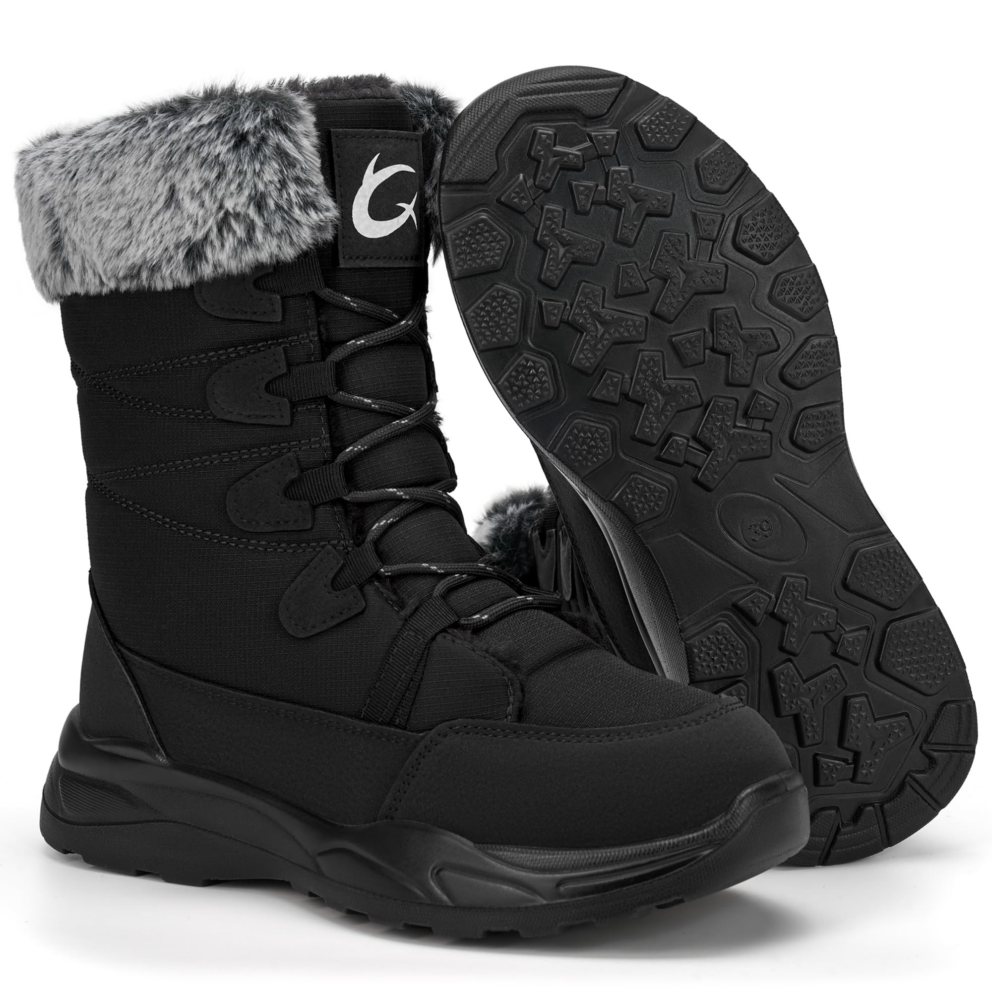 Womens Snow Boots for Winter Comfortable Warm Fur Lined Anti Slip Mid-calf Booties for Walking