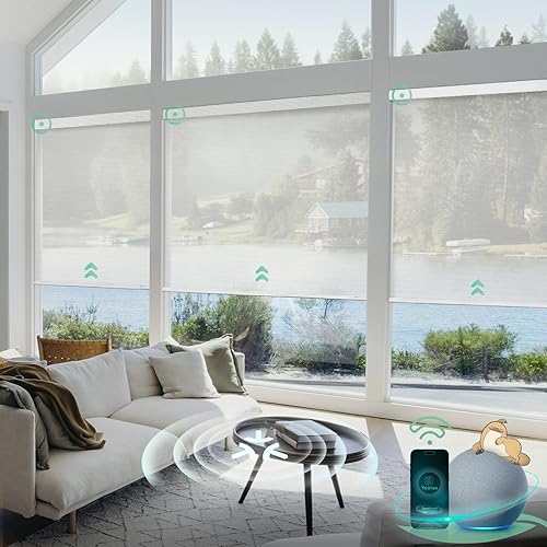 Miniatura 35 de Yoolax Persianas inteligentes, persianas enrollables motorizadas, persianas automáticas para ventanas, persianas motorizadas compatibles con Alexa