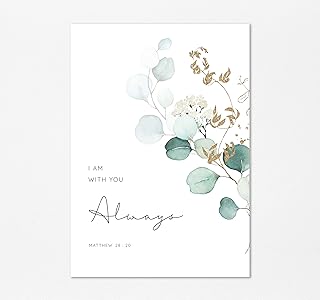 I Am With You Always Bible Verse Print, Matthew 28 20 Wall Art Poster New Christian Gift A4 UNFRAMED, Crafty Cow Design