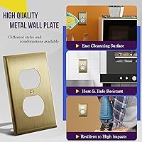 Vista 100 de ENERLITES Placa de pared de metal dúplex para receptáculos, cubierta de salida de acero inoxidable, resistente a la corrosión, tamaño de 1 banda