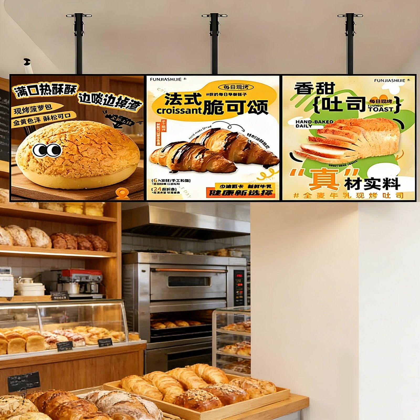 Ekran reklamowy LED, panel świetlny wyświetlacza LED, tablica menu, podświetlany panel menu dla restauracji, barów, sklepów, reklam ściennych 3 szt. - 60 x 80 cm