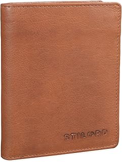 Marc' Portafoglio uomo vintage in pelle con scatola regalo Portafogli con portamonete in vero cuoio orizzontale con numerose tasche, Colore:girona - marrone