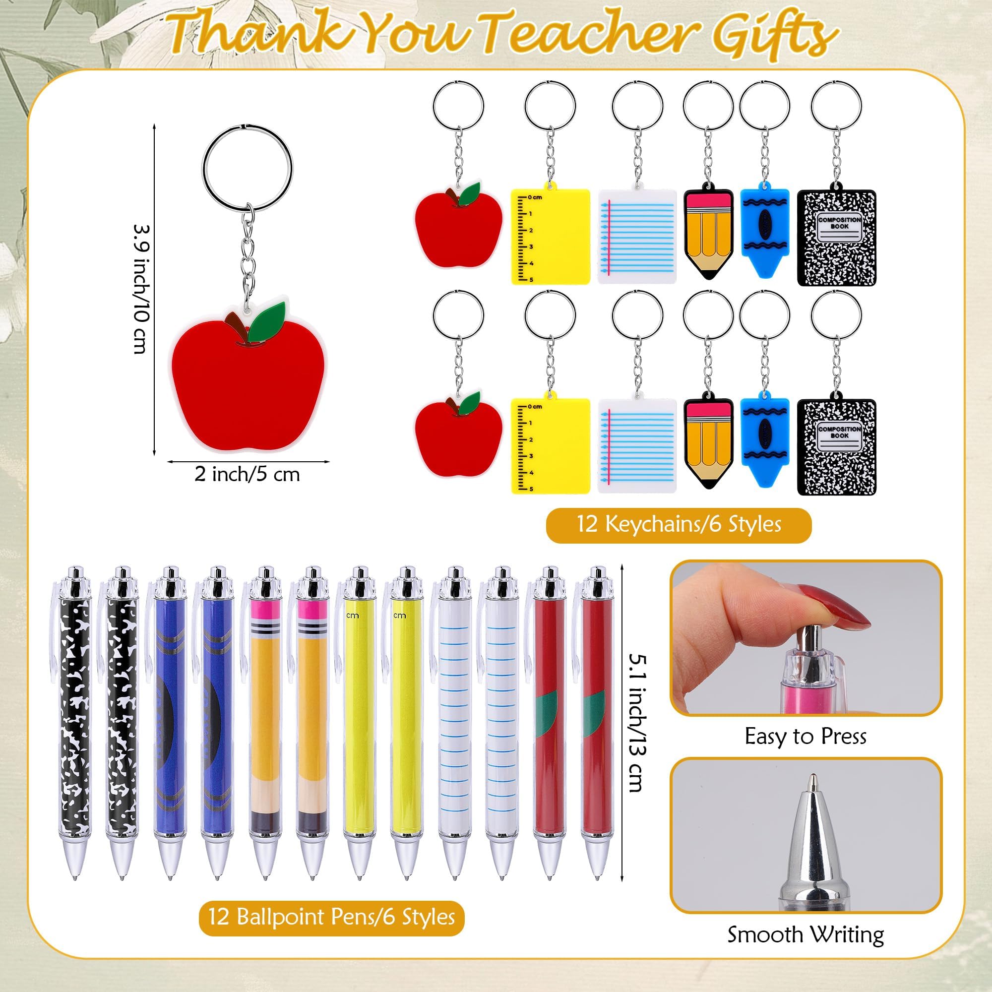 Kochorie Lot de 12 gobelets réutilisables en plastique de 700 ml avec couvercles et pailles, carnets, stylos, porte-clés pour enseignants, cadeaux de Saint-Valentin