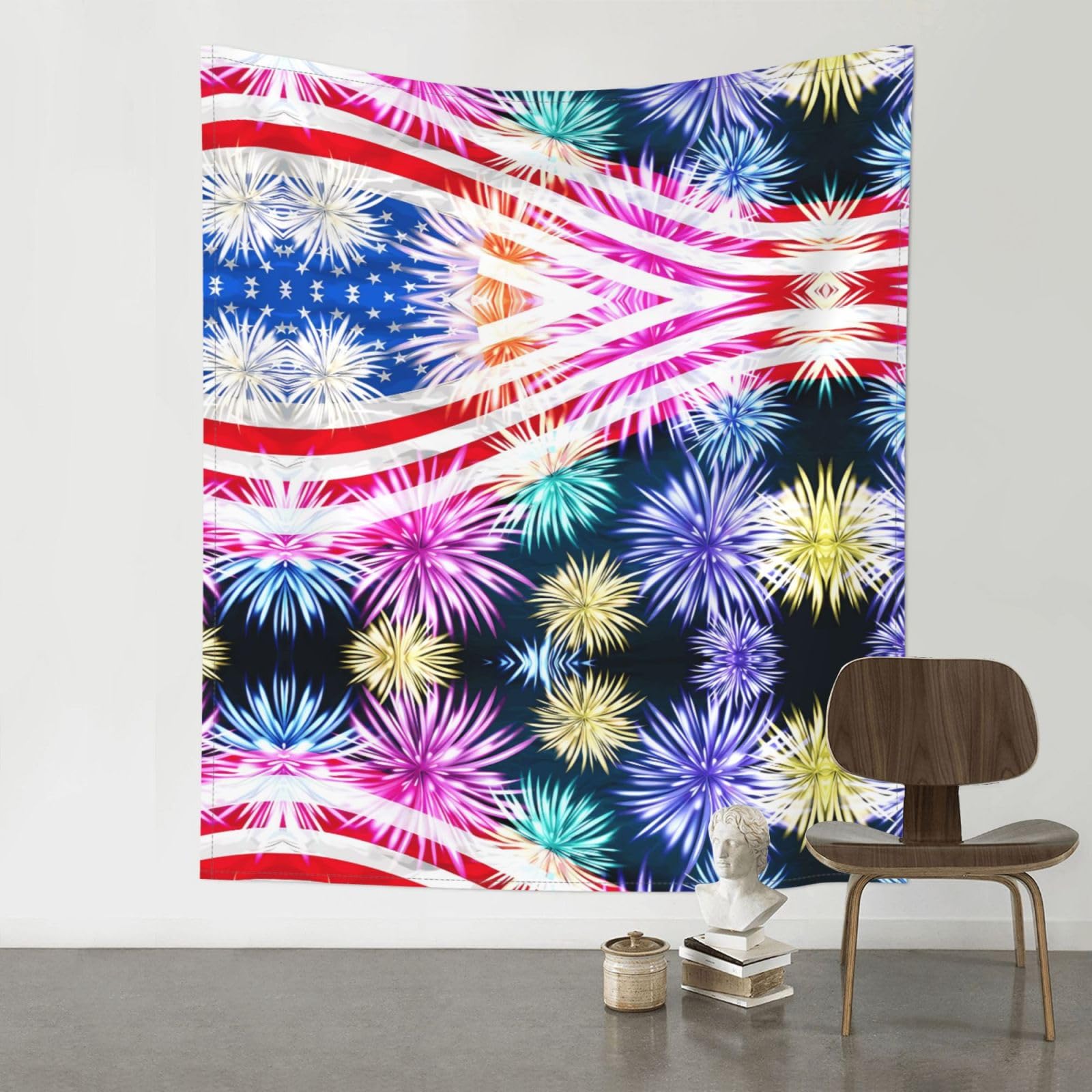 YYHHAOFA Patriotic 4th of July American Flag Prints 60x51in Wall Tapestry Boho Chic Dorm Decor & Beach Throw Blanket