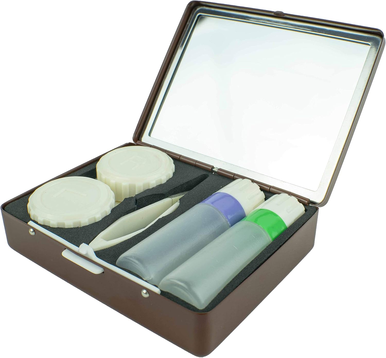 Contact Lens Travel Case Kit in Brown Floral Print with