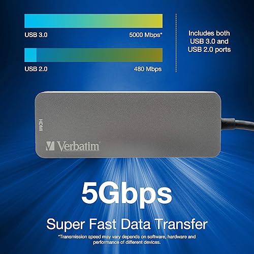 Miniatura 7 de Verbatim - Adaptador de concentrador USB C 9 en 1 con HDMI 4K, entrega de energía de 100 W, USB 3.0, lectores de tarjetas SD, Gigabit LAN, puerto de