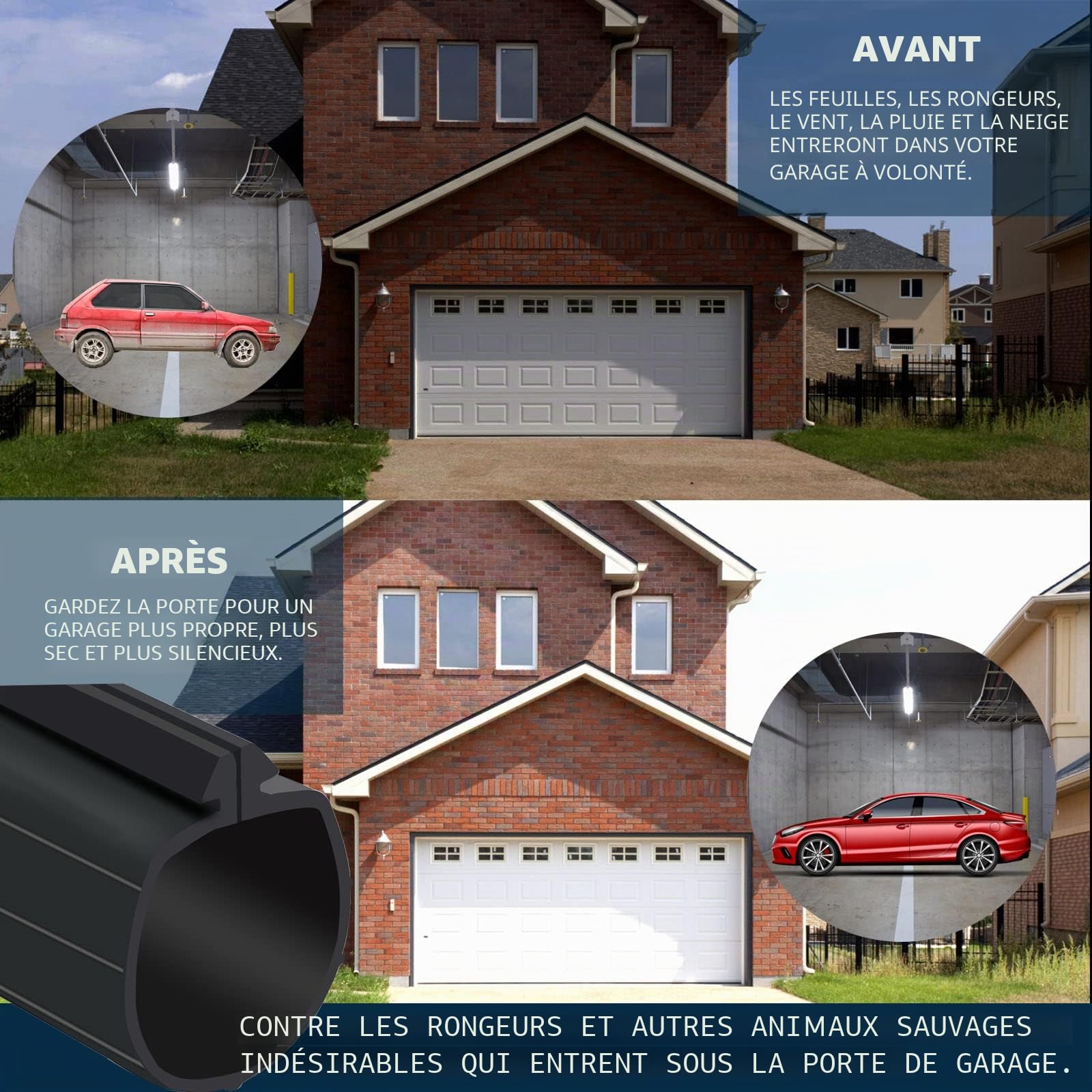 Joint de rechange en caoutchouc pour porte de garage Clopay Pour porte de 2,7 m de large