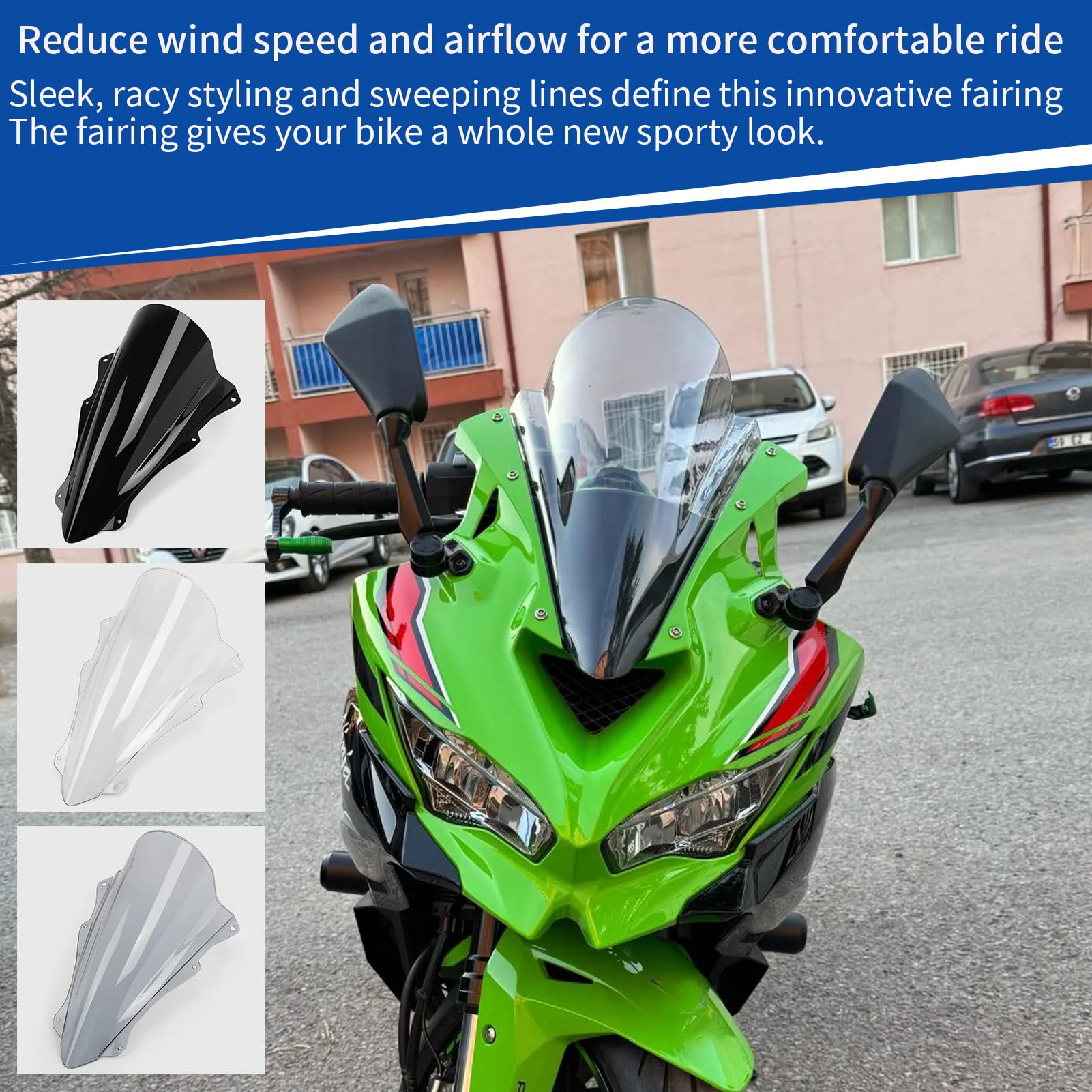 Amazon | SHINKXMT オートバイ用フライスクリーン ZX4R 風防 ウィンド