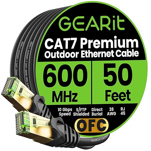 Miniatura 10 de GEARit Cable Ethernet Cat7 para exteriores (100 pies), par trenzado de lámina blindada SFTP, cobre puro, LLDPE, impermeable, entierro directo, en