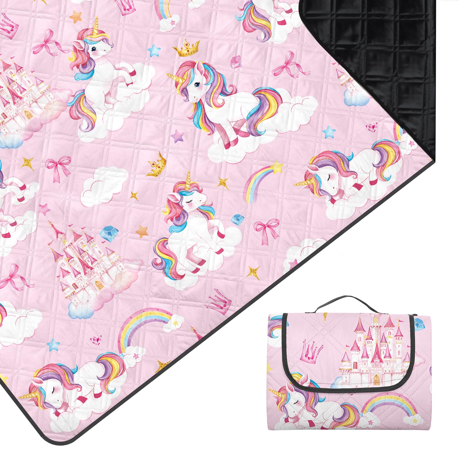 Couverture de pique-nique imperméable - 200 x 200 cm - Lavable en machine - Pour la famille et les enfants - Grand tapis de pique-nique rembourré matelassé - Anti-sable - Pour camping, plage