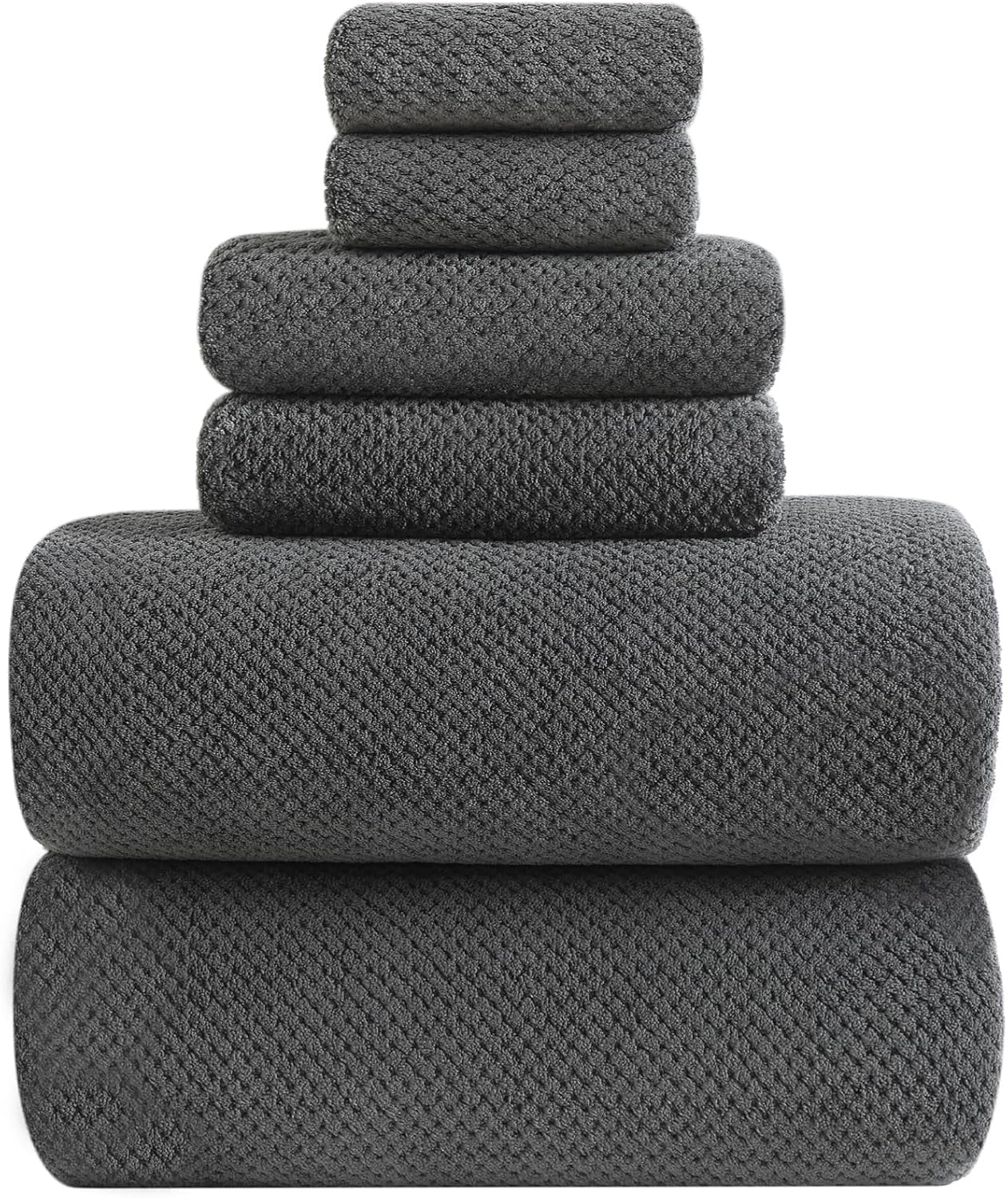 YTYC Towels, 39x78 Inch Oversized Bath Sheets for Adults Luxury Extra Large Bath Towels Sets of 6 Super Soft Shower Towels for Bathroom Microfiber 80% Polyester(Charcoal Grey,6 Piece)