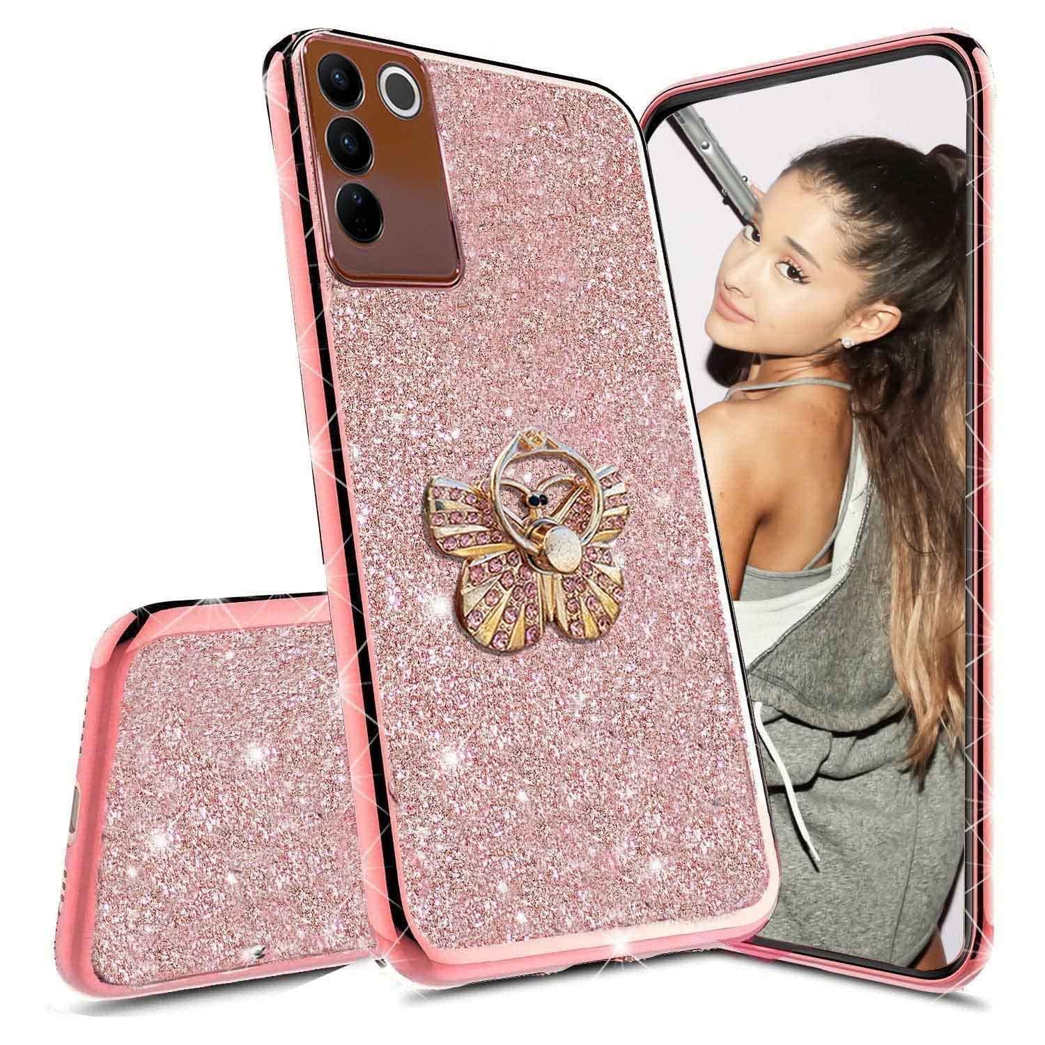 KC Back Cover for Vivo V27 5G & Vivo V27 Pro 5G, Glitter Butterfly Ring Holder Diamond Stand Transparent Silicone Camera Protection Case (Rose Gold) (B0C3VMF249) Amazon Price History, Amazon Price Tracker