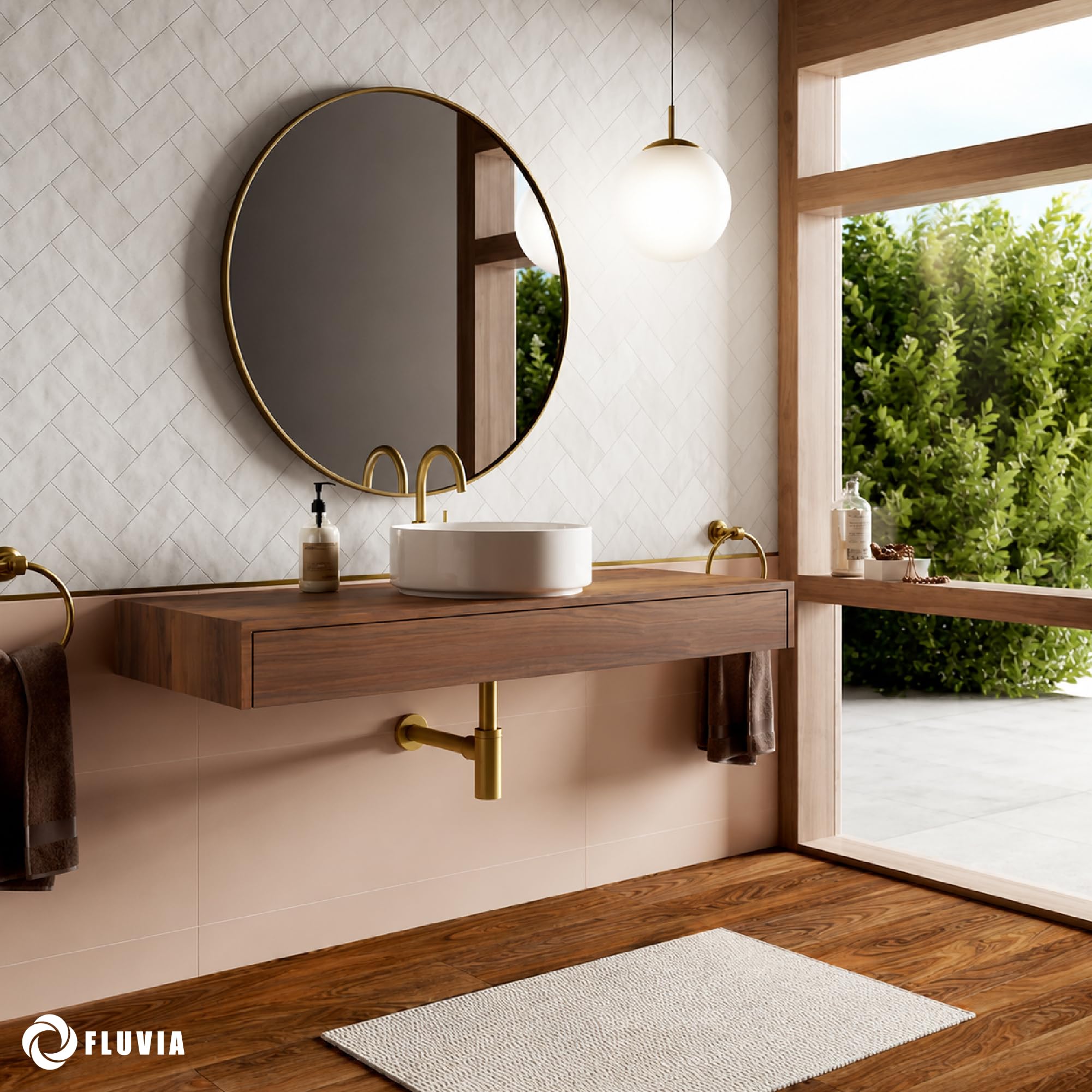 Minimalistisches Design Siphon für Waschbecken und Waschbecken, Badablauf, Flaschensiphon, goldfarben, gebürstet.