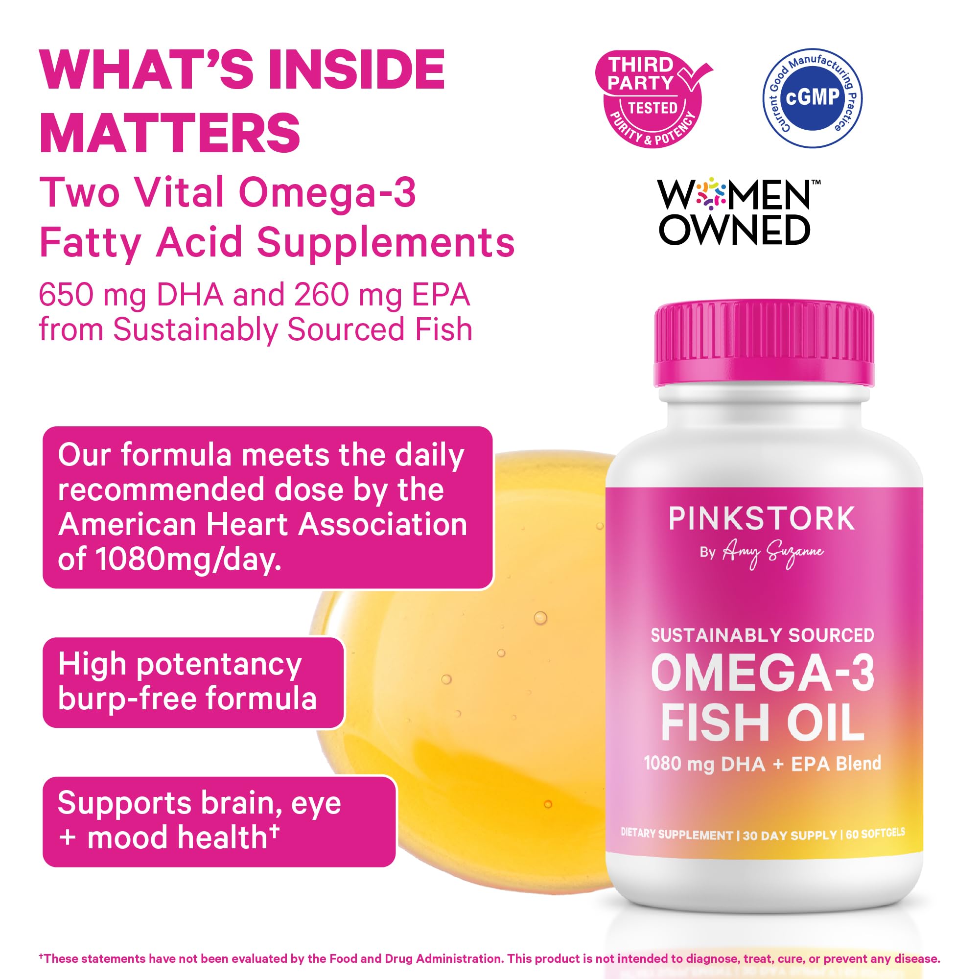 Pink Stork Omega 3 Fish Oil Supplements for Women, 60 Softgels — Amazon image 2
