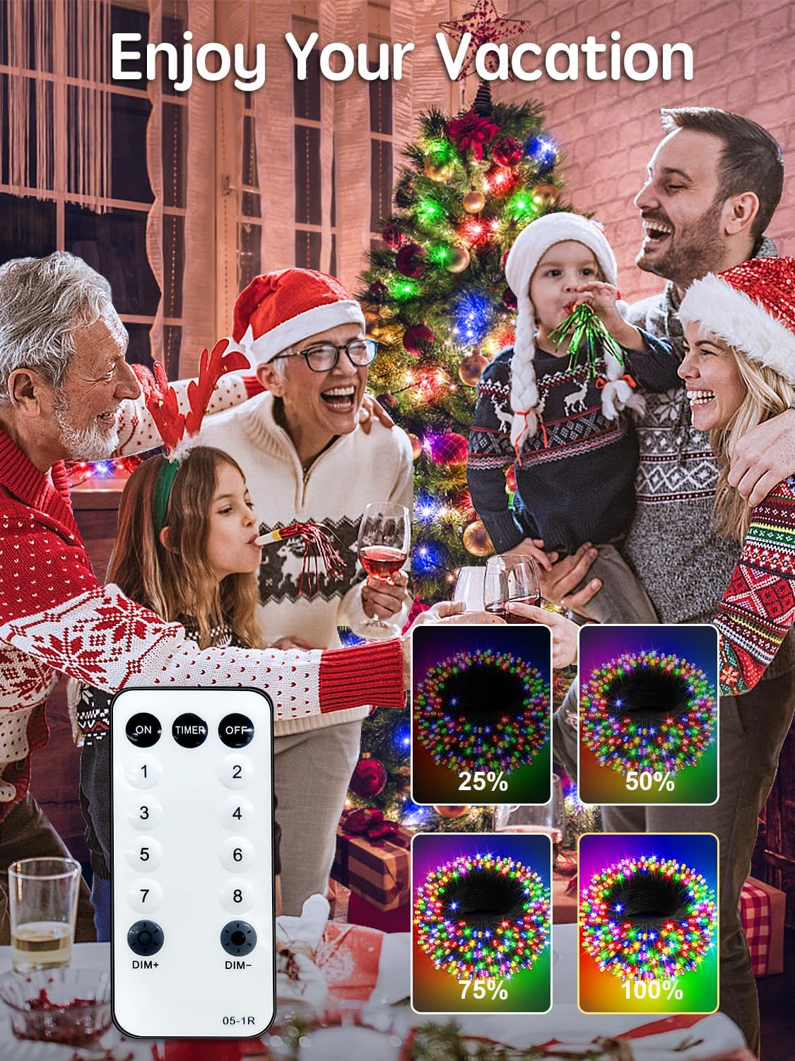 Acan 600 LED String Lights Outdoor, 213FT Multicolor Christmas Tree Lights with Remote Control, 8 Modes Fairy Light Plug in Outside IP65 Waterproof for Backyard Porch Party Wedding