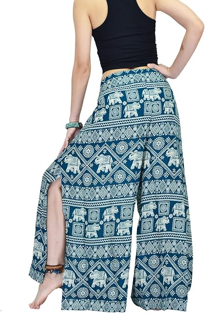 YOUR COZY Women's Wide Leg Palazzo Pants for Yoga Lounge Hippie Harem Flowy Trousers Adjustable Waist Size 27-35 Inch.