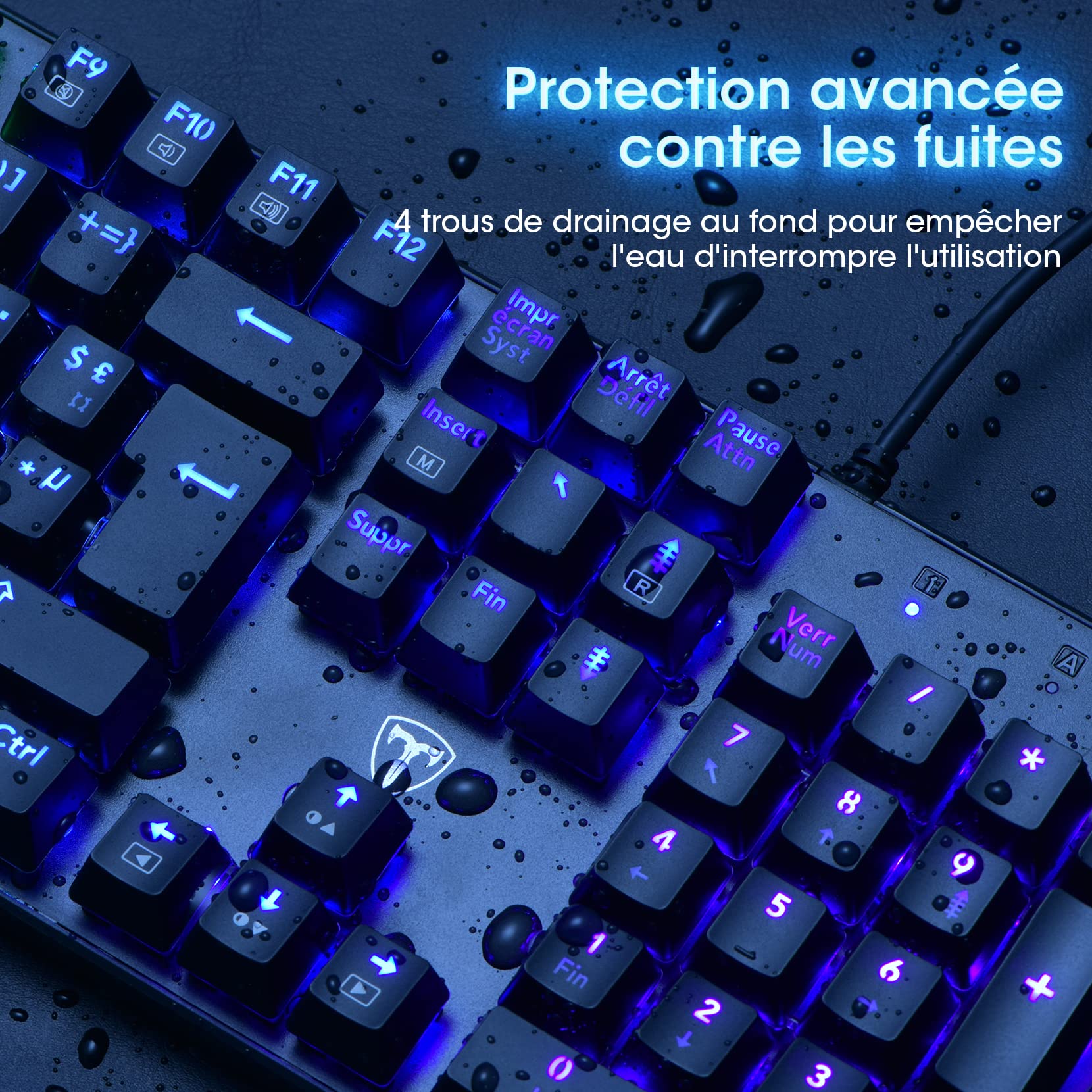 RisoPhy Clavier Gamer Mécanique,Clavier Gaming RVB Ultra Fin avec Blue Switches,Touches ABS Durables/Anti-Ghosting/Résistant aux Éclaboussures pour PC Mac Xbox Gamer-Nouveau 2023