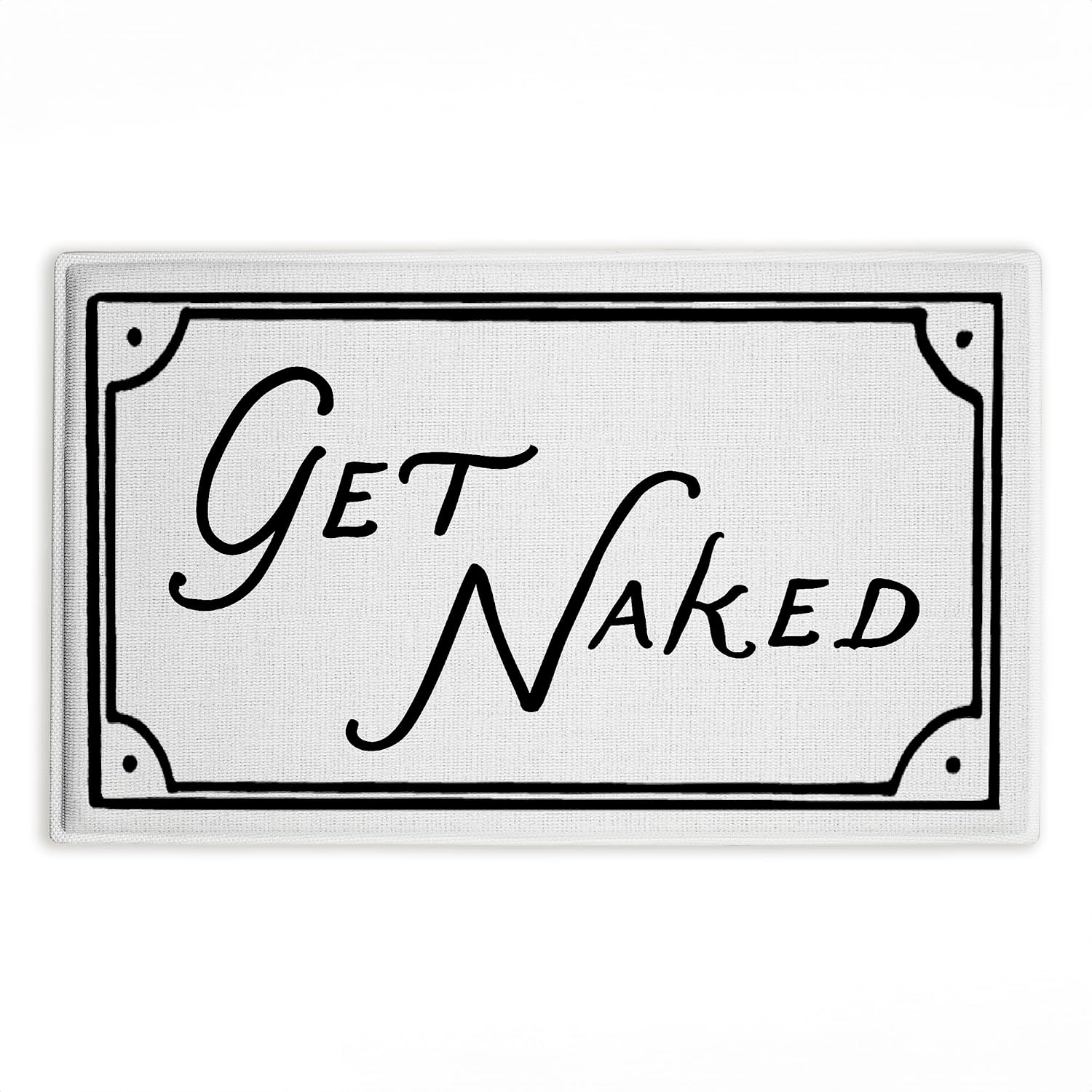 Stupell Industries Get Naked Funny Phrase Plush Bathroom Mat & Bath Rug, Soft Quick-Dry Non-Slip Bathroom Rug with Recycled Foam Cushion, Modern Typography Humor Design by Lettered and Lined, 18"x30"
