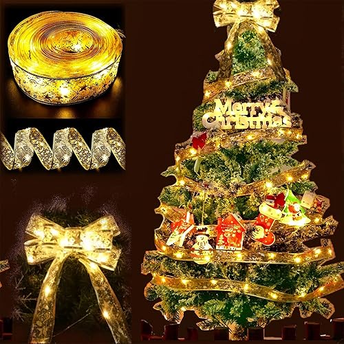 Miniatura 3 de Guirnalda de luces de Navidad para decoración de árboles, 2.5 pulgadas x 16.4 pies, 50 luces LED para interiores, luz cálida, funciona con pilas