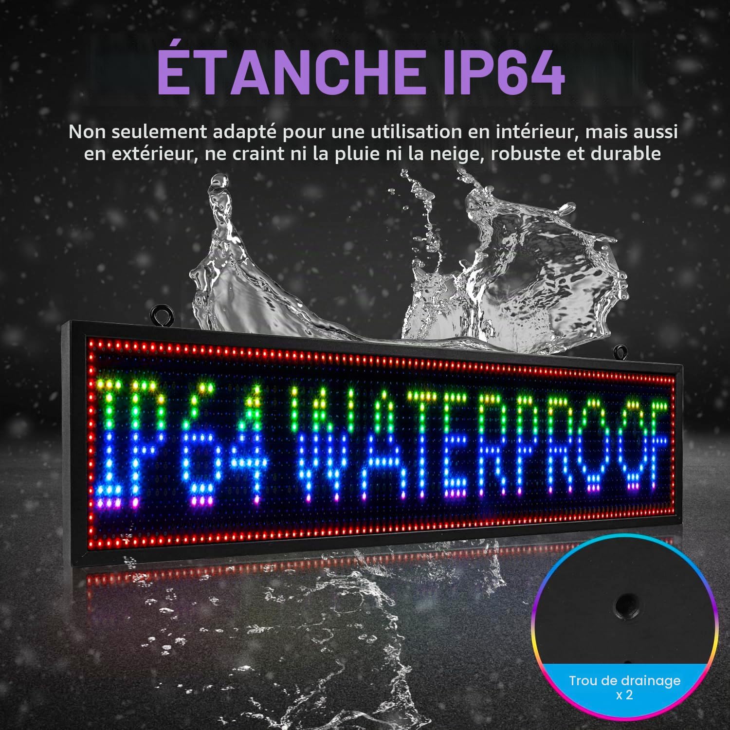 Panneau d'affichage LED à défilement – Panneau d'affichage RVB programmable en couleur pour magasin, salon de coiffure, salon de massage, plats à emporter, café, salle de sport, haute