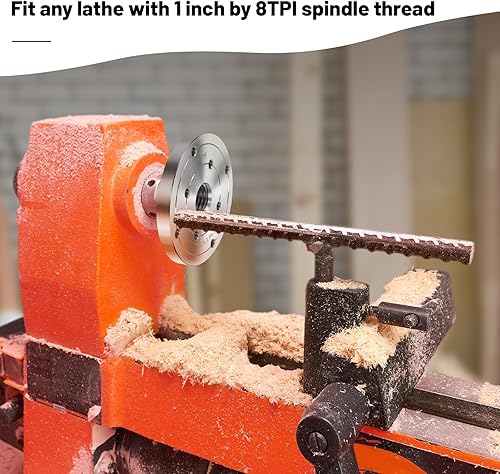 Miniatura 5 de HAowosi Placa frontal de torno de madera de acero de 4 pulgadas, placa frontal para torno de madera, placa frontal de torno apta para husillo de 1