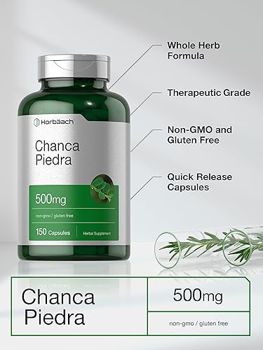 Miniatura 3 de Horbäach Cápsulas Chanca Piedra  500 mg  150 unidades  Suplemento herbario sin OMG y sin gluten