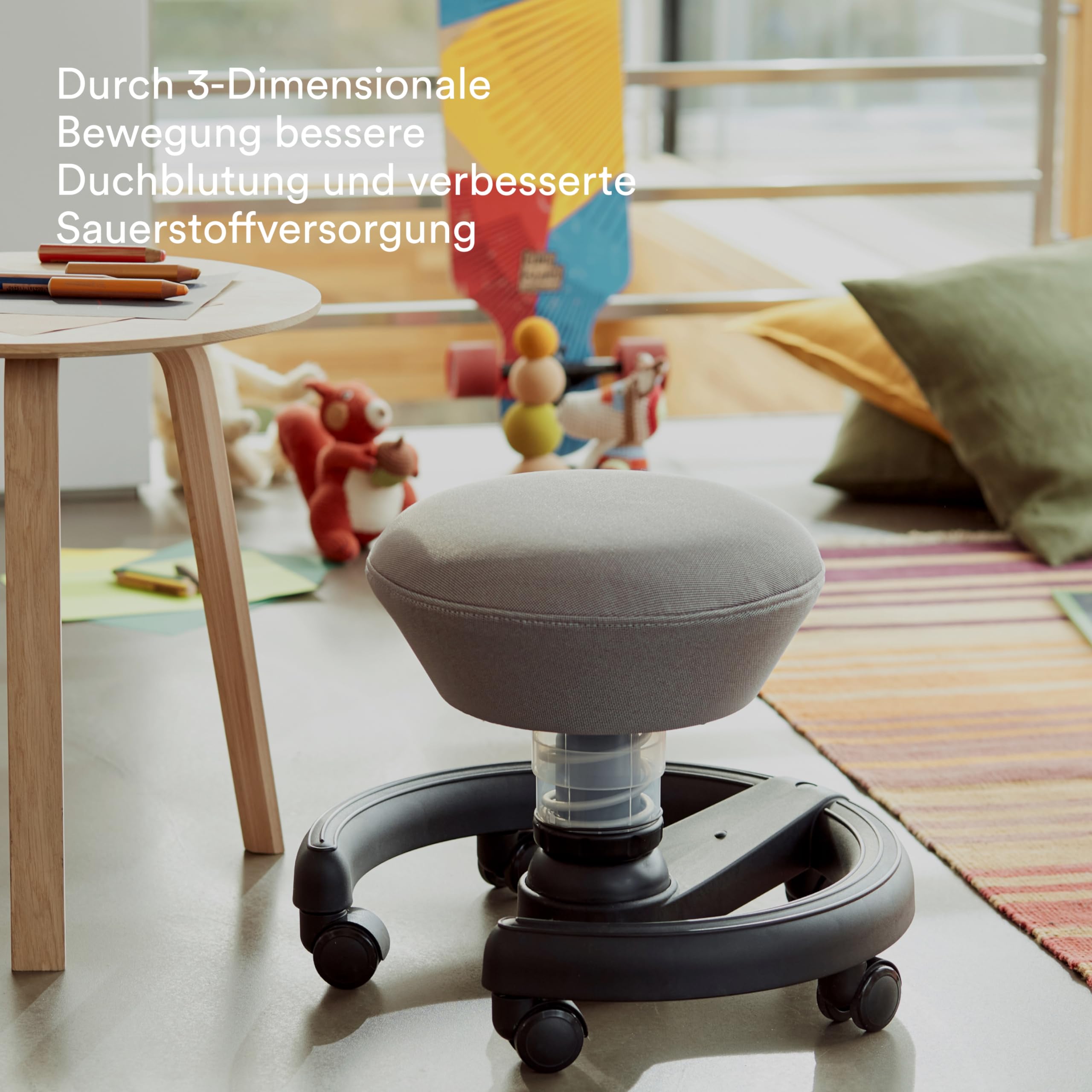 aeris Swoppster Kinderhocker – ergonomischer Kinder-Schreibtischstuhl – Kinder-Drehstuhl für gesundes Sitzen – Kinderstuhl stufenlos höhenverstellbar, 32-47,5 cm Sitzhöhe