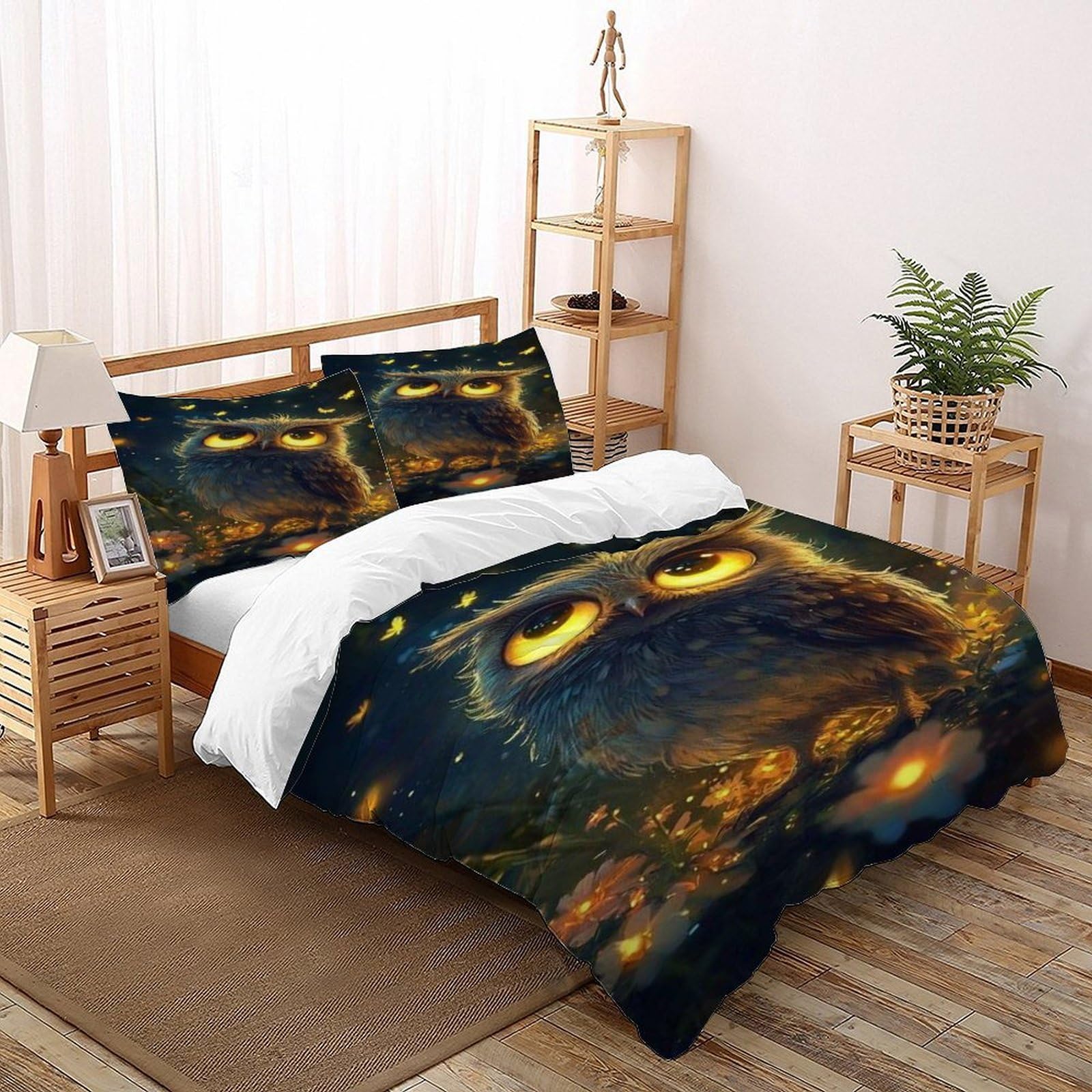 Housse de couette 3D animal sauvage 260x220 cm avec taies en microfibre Luciole