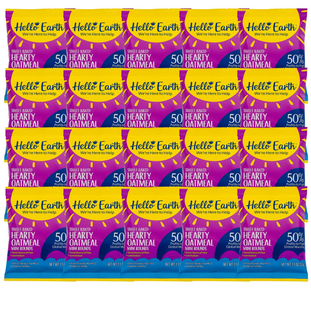 Sweet Baked Hearty Oatmeal Mini Rounds – 20-Pack, 1.1 oz Snack Bags | Lower Sodium, Diabetic Friendly, School-Safe Sweet Snack | Good Source of Fiber, No HFCS