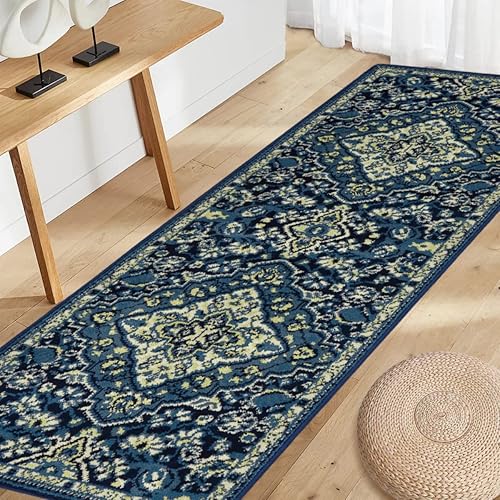 Miniatura 1 de Zacoo Alfombra persa vintage de 2 x 6 pies, suave felpa para pasillo, no se desprende, tapete de cocina antideslizante tradicional, tapete de baño