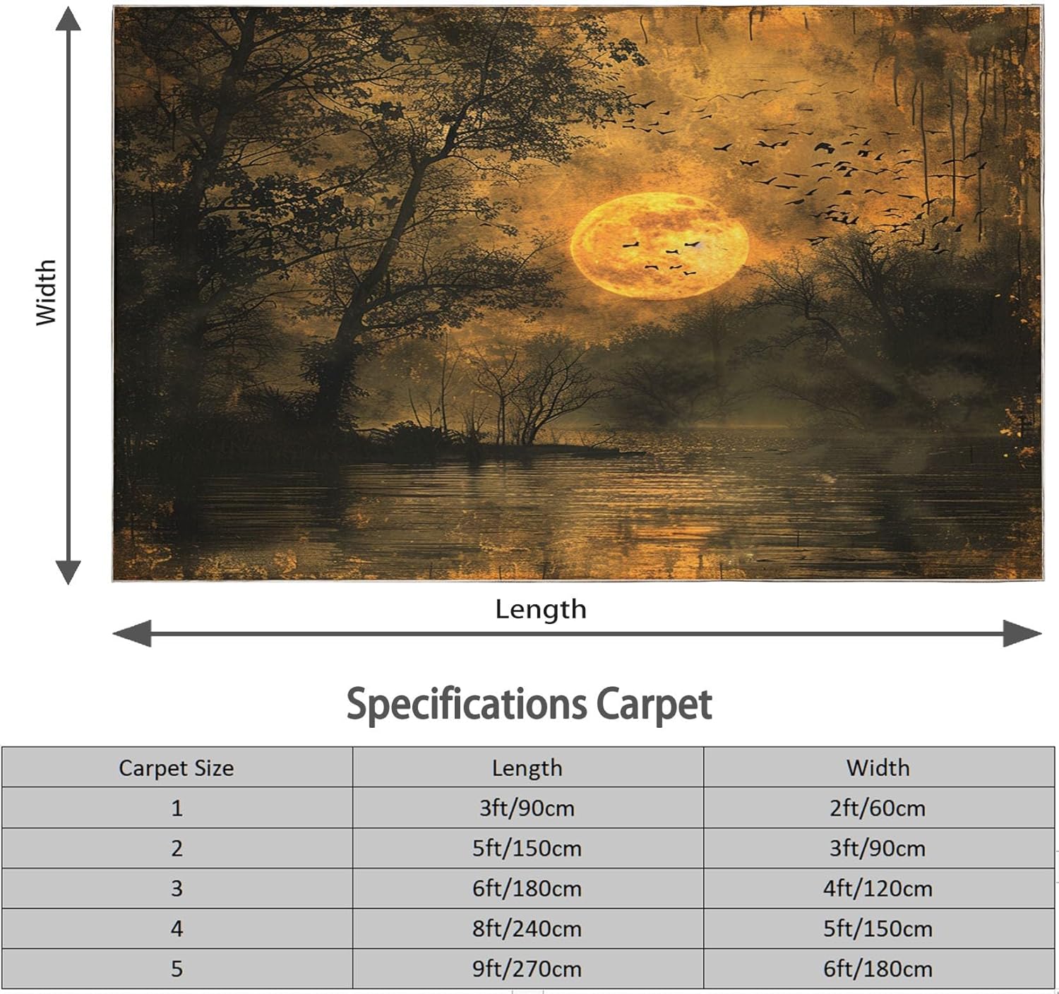 Sunset Lake Brown Washable Living Room Rug, Brown 5 X 8 Ft Large Area Rugs, Non Slip Durable Carpet, Soft Low Pile Indoor Carpet for Bedroom Nursery Playroom Dining Room Home Decor