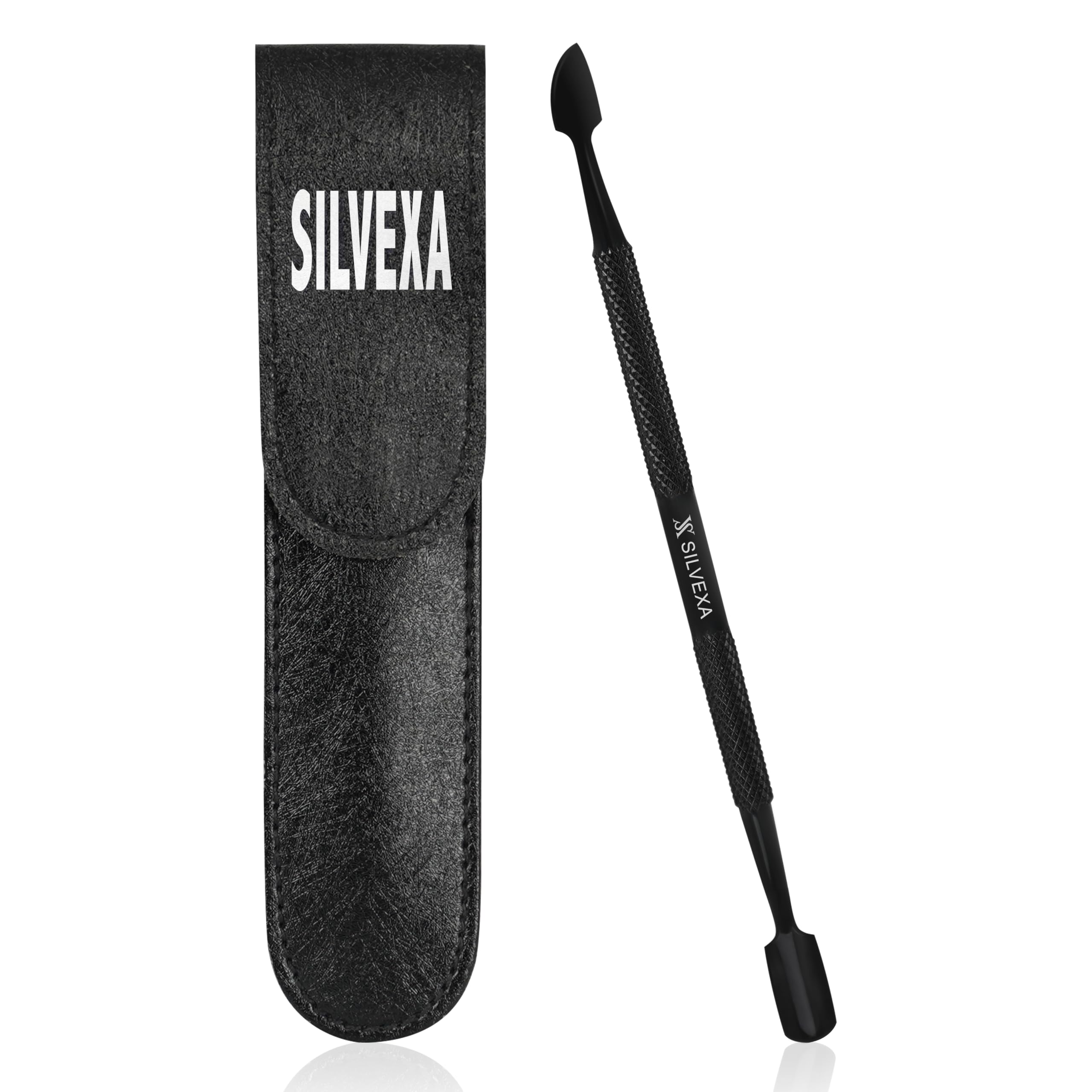 420C Stainless Steel Pro Cuticle Pusher and Nail Cleaner, Nail Polish Remover Manicure and Pedicure Nail Care Dual Ended for Fingernails and Toenails by SILVEXA