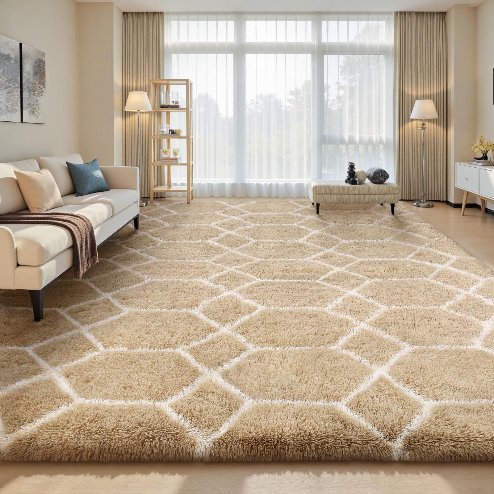 Sour Lemon Rugs Living Room 200x290cm, Grey Area Rugs for Bedroom, Washable Anti Slip Large Shaggy Soft Rug Fluffy Modern Carpets Mat Beside Area Rug for Living Room Kids Room — image 1