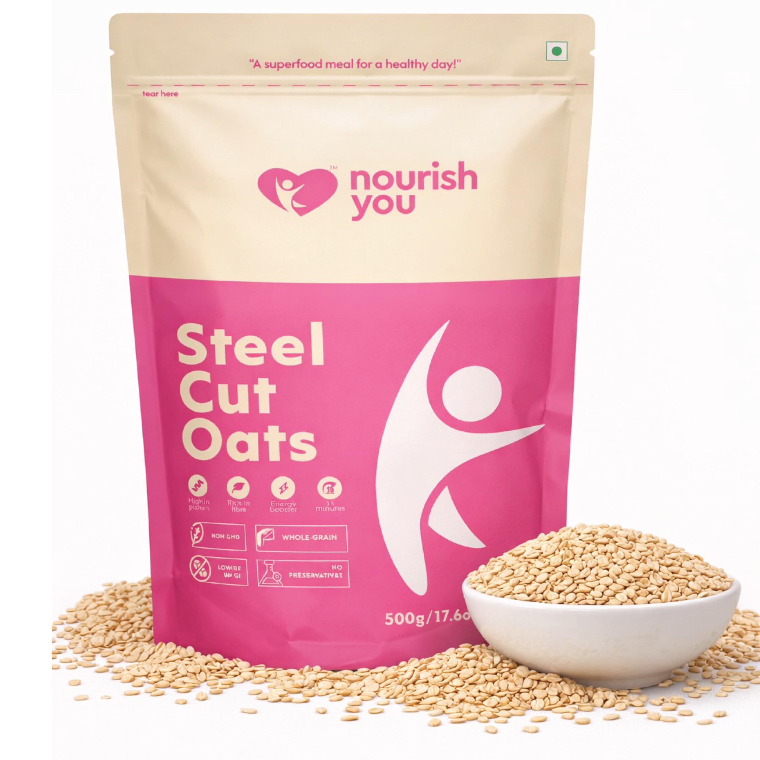 Nourish You Steel Cut Oats 500g - 100% Wholegrain Oats | Breakfast Cereal for Weight Management | Diet Food | Rich in Fibre and Protein-picture-12