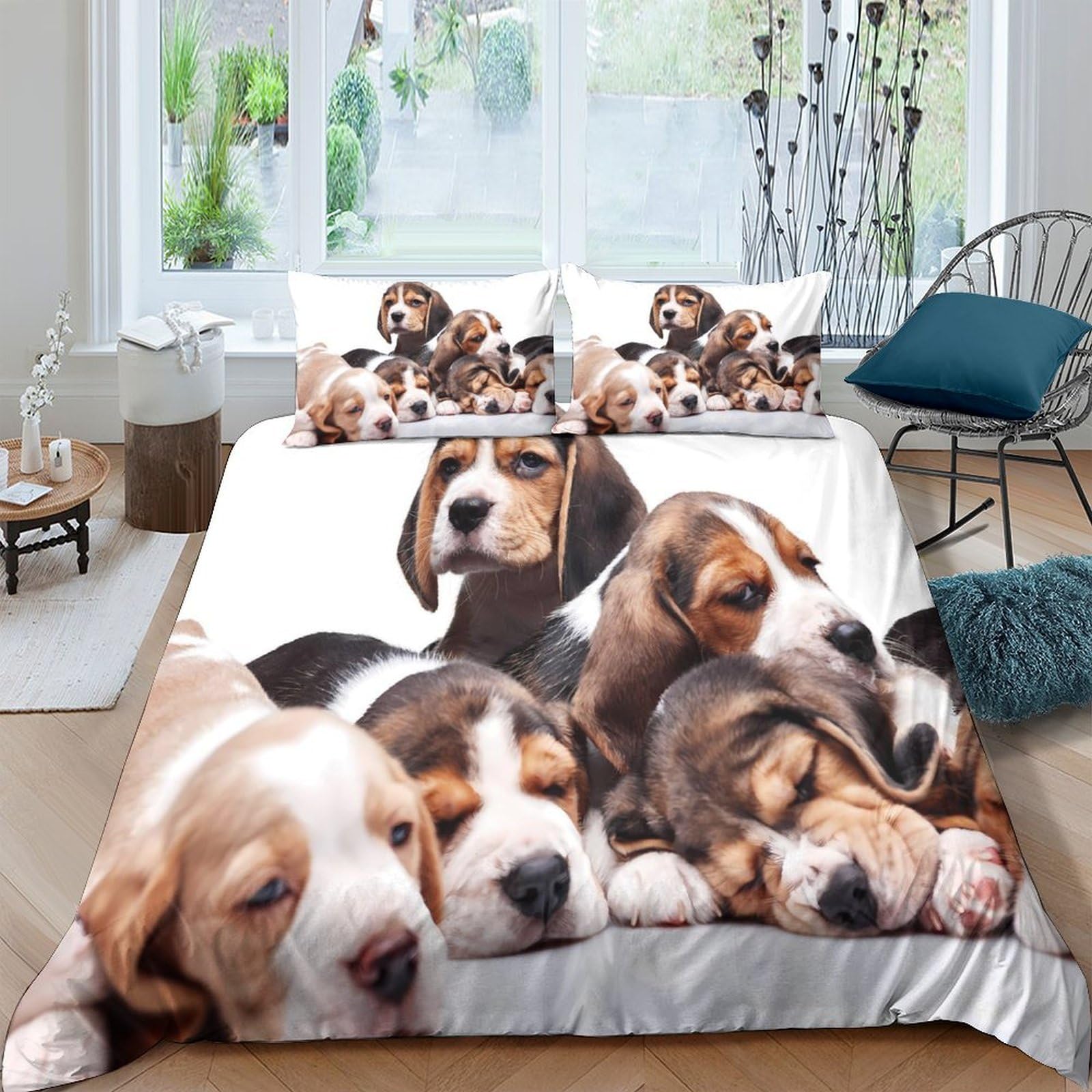 Ctjqhvkz Style-1 3D Printed Beagle Puppy Fitted Sheet Microfiber Soft Breathable Dog Lovers Mattress Cover For Bedroom Dorm Decor Protection Single（135X200cm）