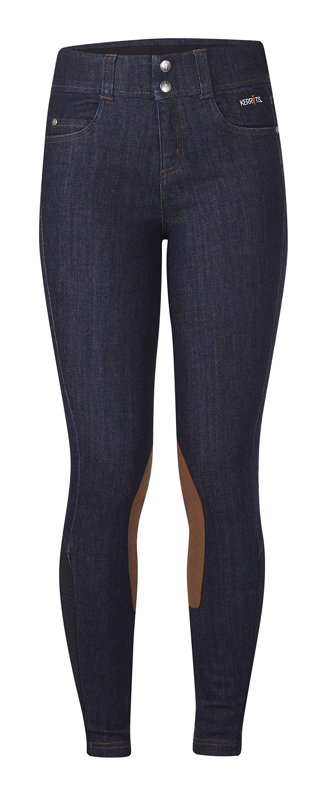 KerritsKids Stretch Denim Knee Patch Riding Breeches – Comfortable Horse Riding Jeans for Kids