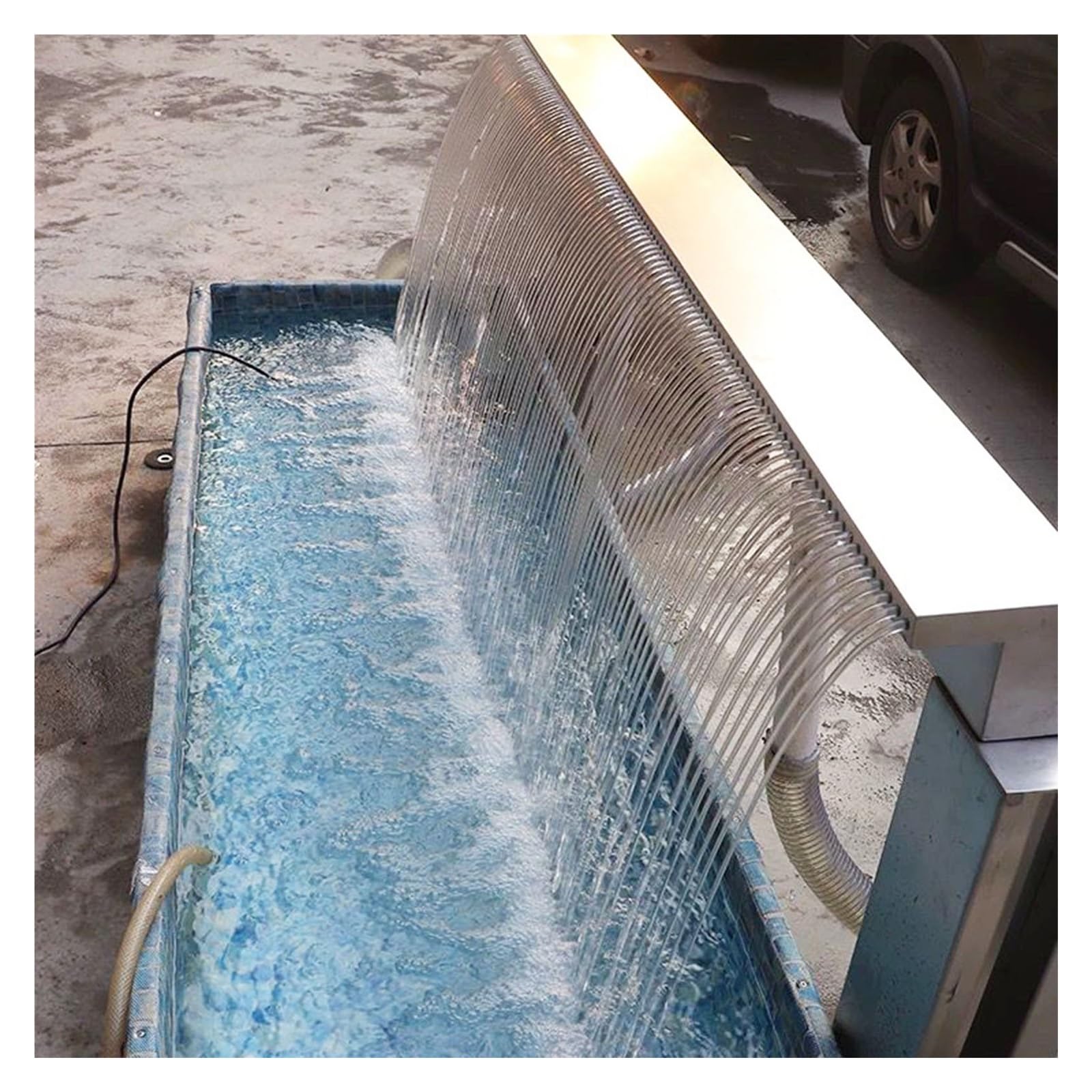 Fontana per piscina a cascata in acciaio inossidabile 304 per piscine interrate da 115,3 cm fontana per esterni fontana da cortile stagno trabocco decorazione giardino cascata accessorio