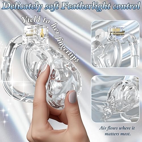 Miniatura 2 de Jaula de castidad masculina  Jaula de silicona suave con 6 anillos ajustables, dispositivo de bloqueo de pene ligero, diseño invisible, cómodo