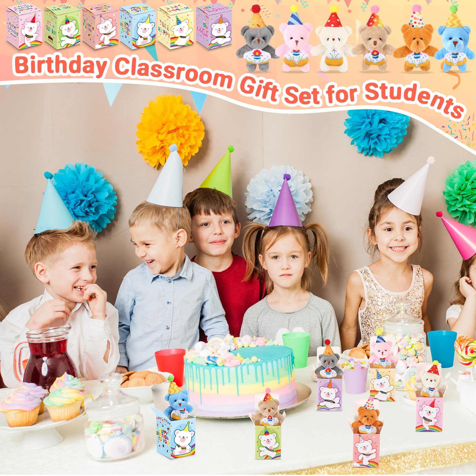 Blueweenly Juego de 24 llaveros de peluche para estudiantes, pequeños animales de peluche a granel con caja de regalo, pequeños llaveros de felpa para fiesta de cumpleaños, bolsa de regalo, premios de
