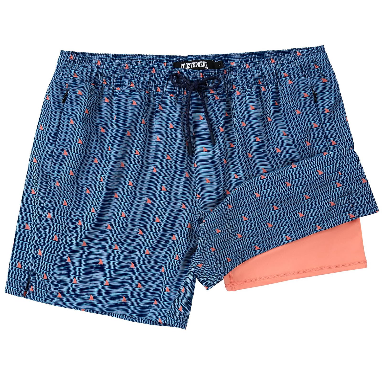 CoozySphere Mens Swim Shorts with Compression Liner 2 in 1 Quick Dry Swim Trunks Stretchy Board Shorts with Zip Pockets