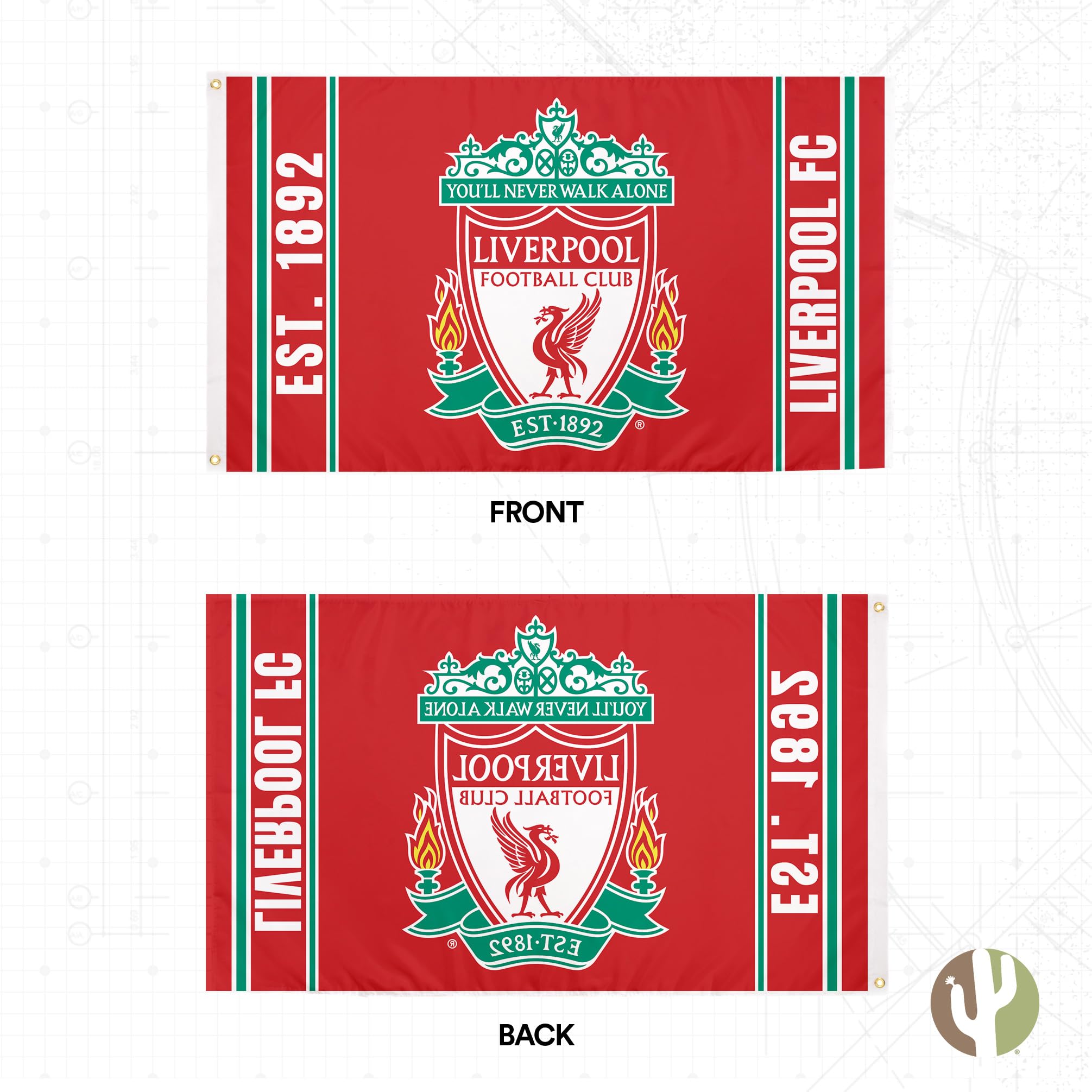 Liverpool FC Flagge, Fußballclub, Premier League, 100 % Polyester, für drinnen und draußen, 91 x 152 cm (Flagge E)