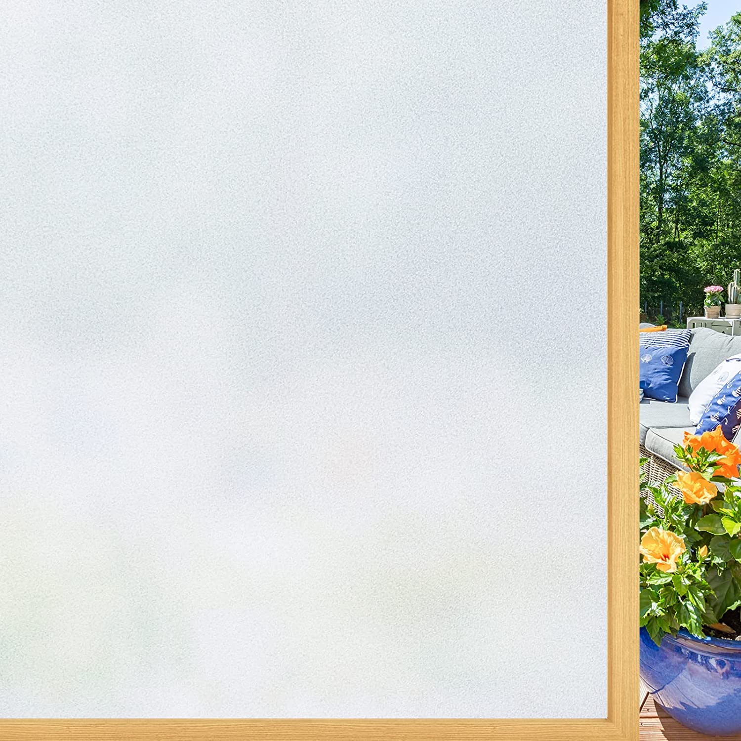 Lifetree 170 Fensterfolie Milchglasfolie Sichtschutzfolie Selbstklebend Glasfolie Statische Haftung Blickdicht Fensterfolie für Zuhause Büro 90cm