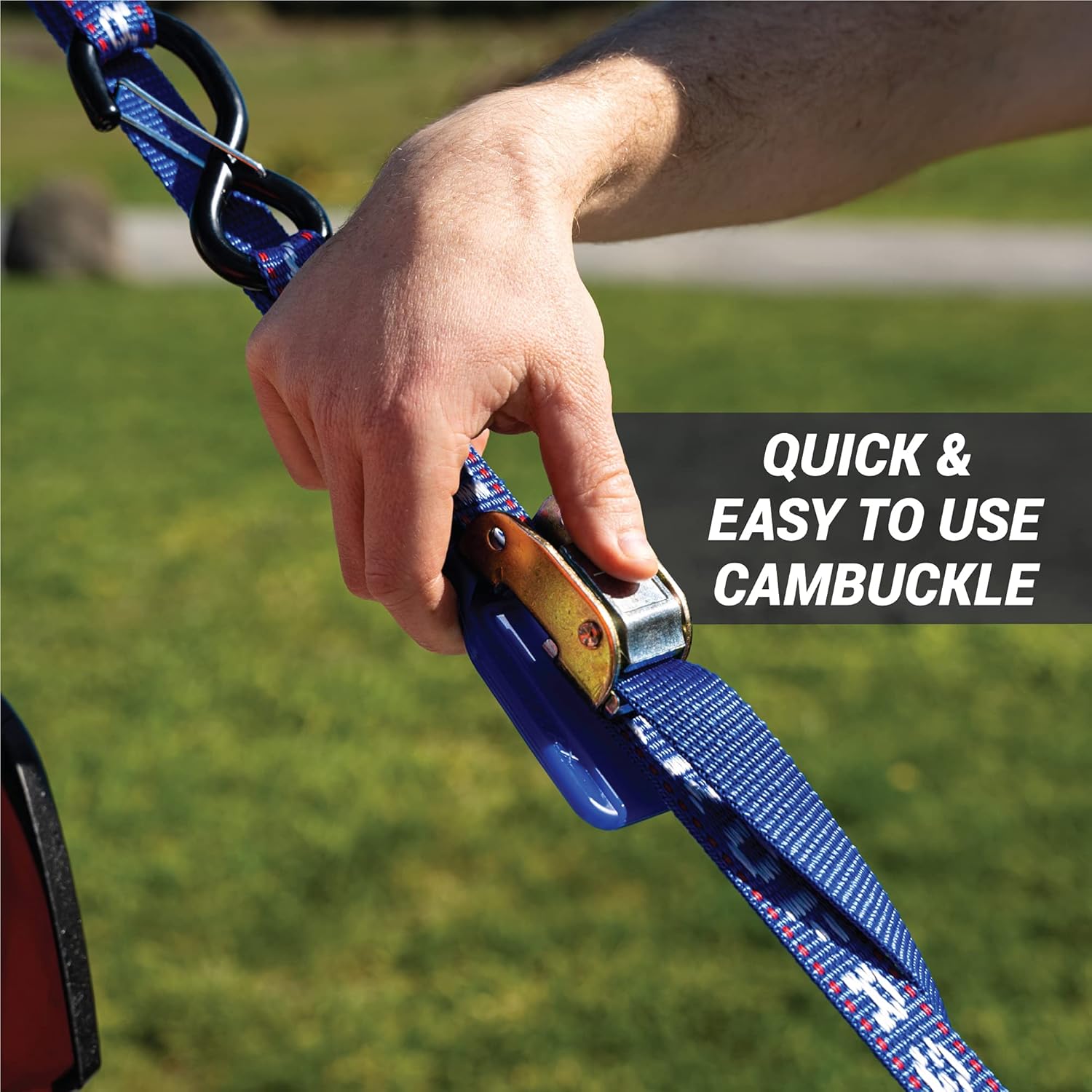 Heavy Duty Motorcycle Tie Down Straps - 1" x 8' Cam Buckle Straps with Soft Loops & Safety Hooks - Secures Motorbikes, Dirtbikes, ATV, UTV - 2 Pack