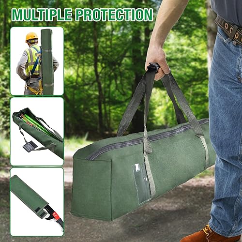 Miniatura 6 de Sierras de poste para recortar árboles, juego de cuchillas manuales de poste de extensión de 26 pies, recortadora de árbol, ramas de árbol,