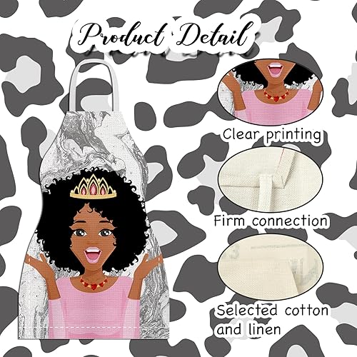 Miniatura 4 de 4 delantales para mujer africana, impermeables, delantales de reina afroamericana, ajustables, delantales negros para mujeres, niñas, delantales de