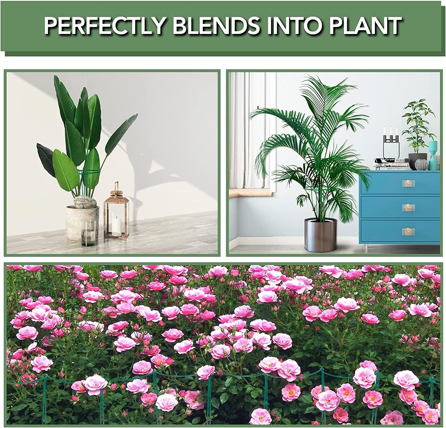 Joyhalo 12 Pack Plant Support Stakes for Indoor Plants 24 Inch, Peony Cages and Supports, Peony Cage with 15 Pcs Twist Ties, Monstera Plant Support for Plants Tomato, Hydrangea, Monstera