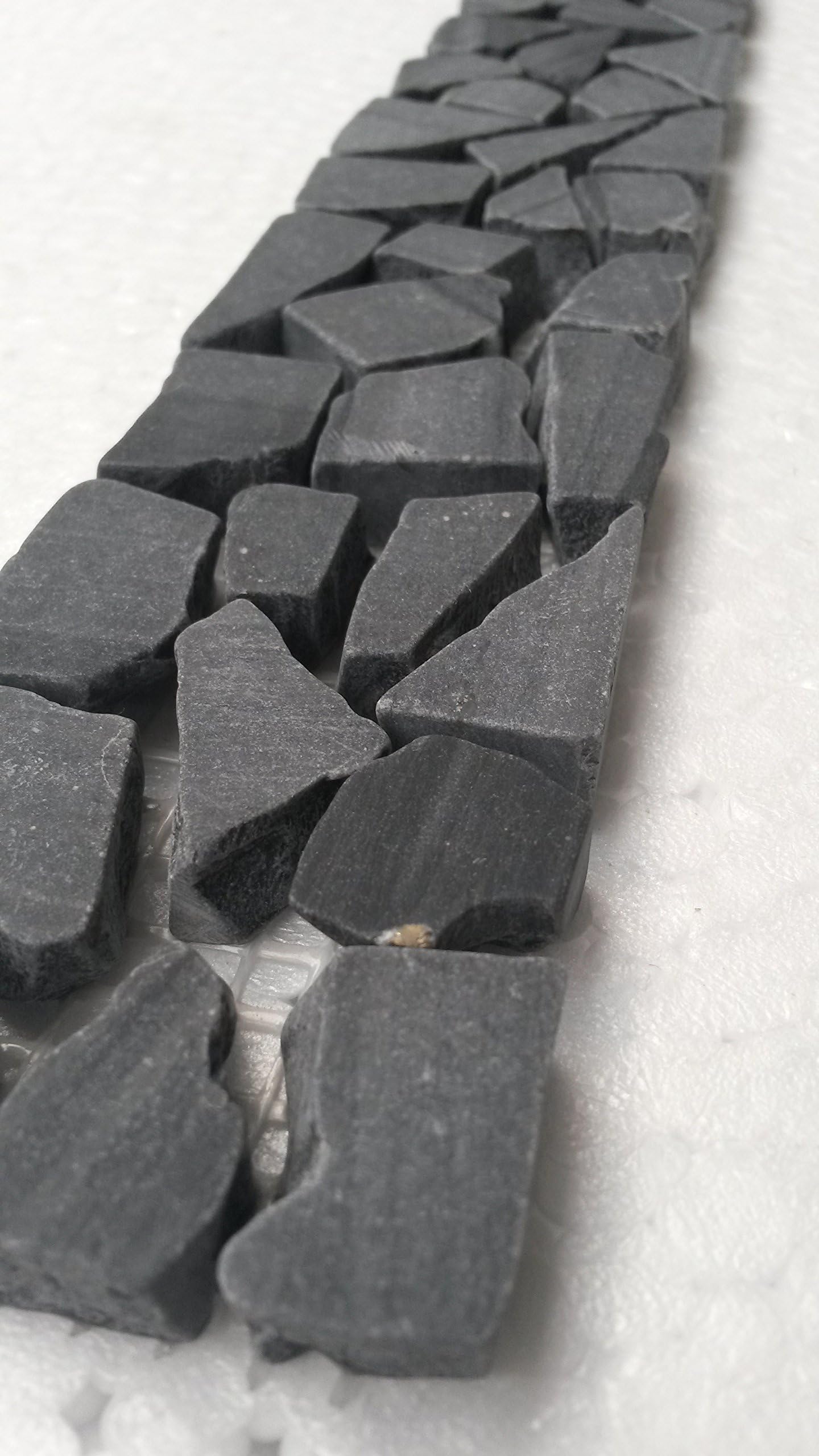 Mosaic Marble Broken Stone Border Wall Black Tiles 5x30 cm 8 mm