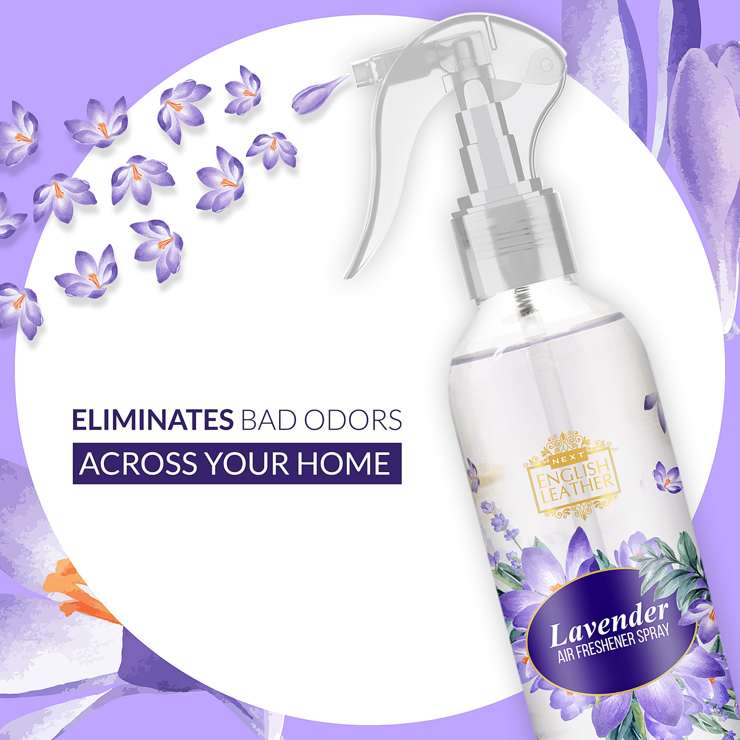 Next Care English Leather Air Freshener Spray Combo Pack – Rose + Jasmine + Lavender (200 ml Each) | Long Lasting Room Freshener | Gas-Free Deodorizer for Home, Car & Office | 3 Fragrances Set 4